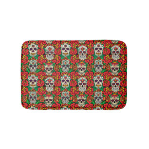 Floral Skulls Pattern Badmat