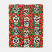 Floral Skulls Pattern Fleece Deken (Voorkant)