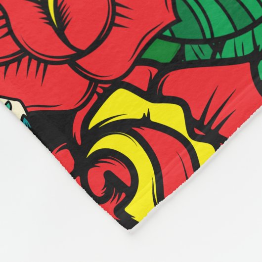 Floral Skulls Pattern Fleece Deken (Hoek)