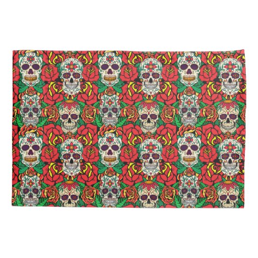 Floral Skulls Pattern Kussensloop (Achterkant)