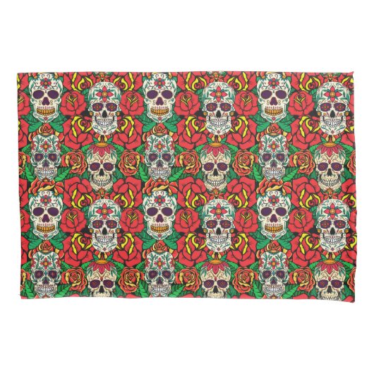 Floral Skulls Pattern Kussensloop (Voorkant)