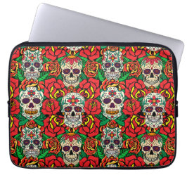 Floral Skulls Pattern Laptop Sleeve