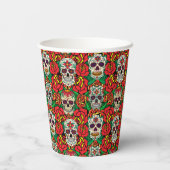Floral Skulls Pattern Papieren Bekers (Achterkant)