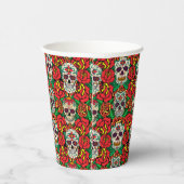 Floral Skulls Pattern Papieren Bekers (Rechts)