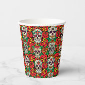 Floral Skulls Pattern Papieren Bekers (Voorkant)