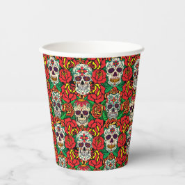 Floral Skulls Pattern Papieren Bekers