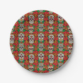 Floral Skulls Pattern Papieren Bordje (Voorkant)