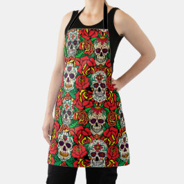 Floral Skulls Pattern Schort