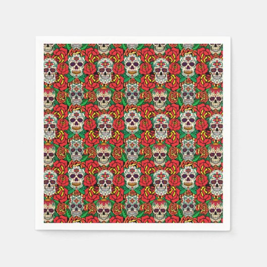 Floral Skulls Pattern Servet (Voorkant)