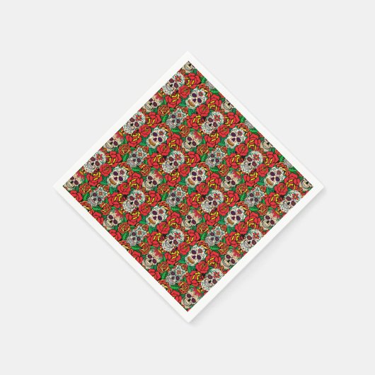 Floral Skulls Pattern Servet (Hoek)