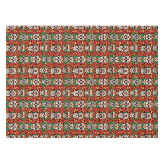 Floral Skulls Pattern Tafelkleed (Voorkant (Horizontaal))