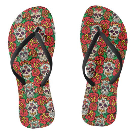 Floral Skulls Pattern Teenslippers (Voetbed)