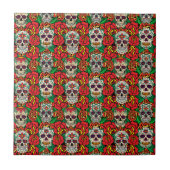 Floral Skulls Pattern Tegeltje (Voorkant)