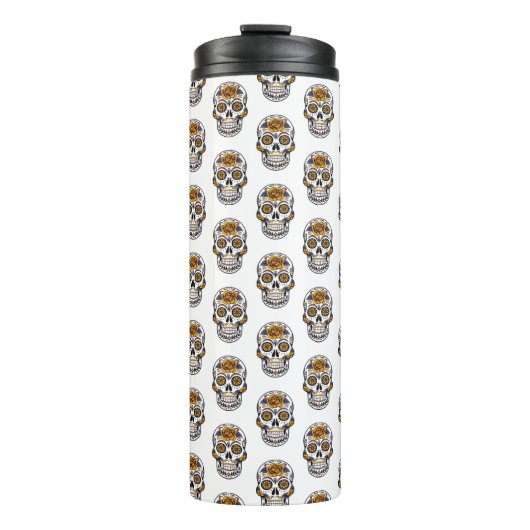 Floral Skulls Pattern Thermal Tumbler Thermosbeker (Voorkant)