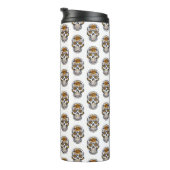 Floral Skulls Pattern Thermal Tumbler Thermosbeker (Geroteerd rechts)
