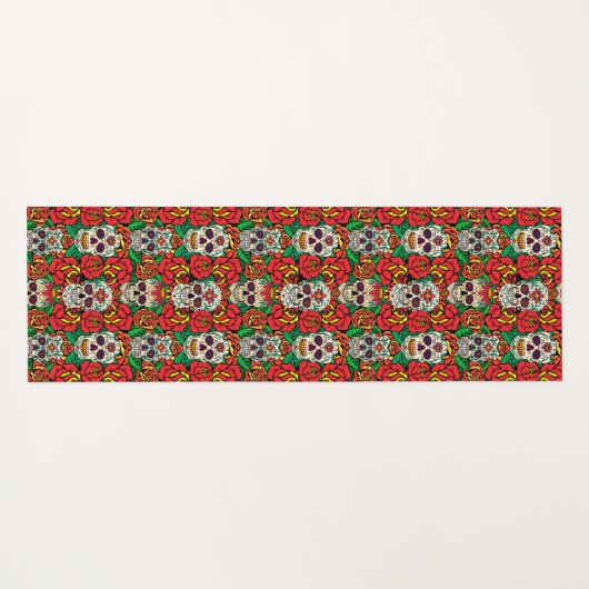 Floral Skulls Pattern Yogamat (Achterkant (horizontaal))