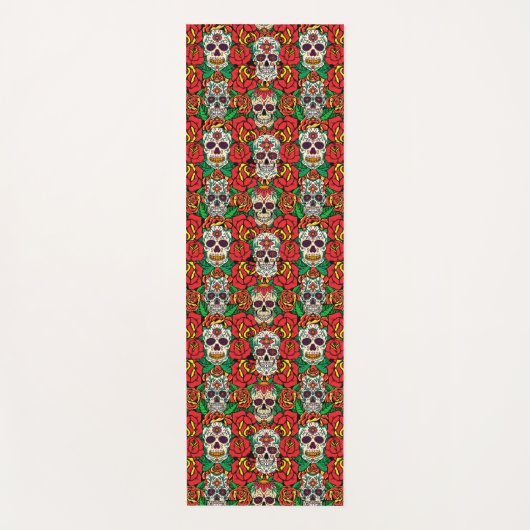 Floral Skulls Pattern Yogamat (Voorkant)