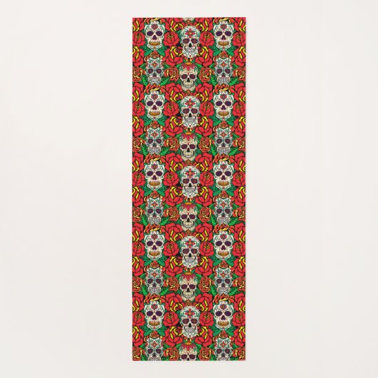 Floral Skulls Pattern Yogamat (Achterkant)