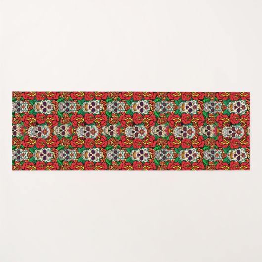 Floral Skulls Pattern Yogamat (Voorkant (horizontaal))