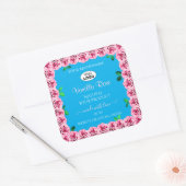 Floral Sky Blue Product Labels roze rozen Logo toe (Envelop)