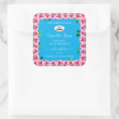 Floral Sky Blue Product Labels roze rozen Logo toe (Tas)