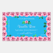 Floral Sky Blue Product Package Labels roze rozen (Voorkant)
