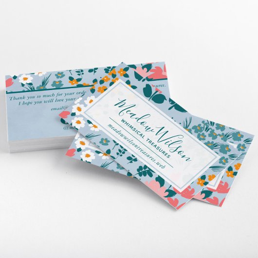 Floral Sky Blue Visitekaartje