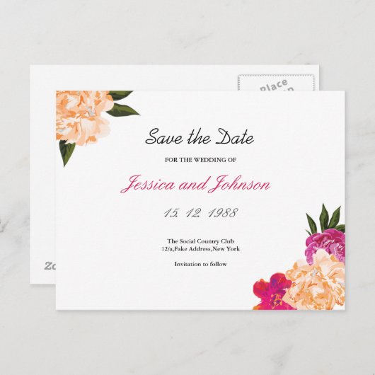 Floral Sla het Date Briefkaart op (Voorkant / Achterkant)