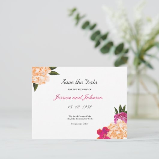 Floral Sla het Date Briefkaart op (Staand voorkant)