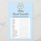 Floral Slaapend Deer Boy Baby Word Scramble Game Flyer (Voorkant)