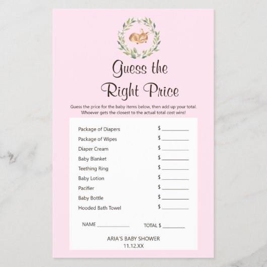 Floral Slaapend Deer Girl raadt de juiste prijs Flyer (Voorkant)