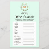 Floral Slaapend Deer Green Baby Word Scramble Game Flyer (Voorkant)