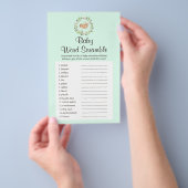 Floral Slaapend Deer Green Baby Word Scramble Game Flyer (Hand)