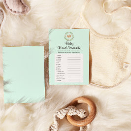 Floral Slaapend Deer Green Baby Word Scramble Game Flyer