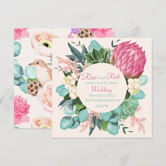  Floral slaat de datum op Save The Date (Voorkant / Achterkant)