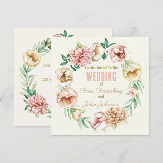  Floral slaat de datum op Save The Date (Voorkant / Achterkant)