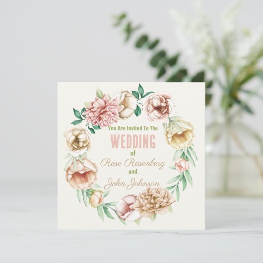 Floral slaat de datum op Save The Date (Staand voorkant)
