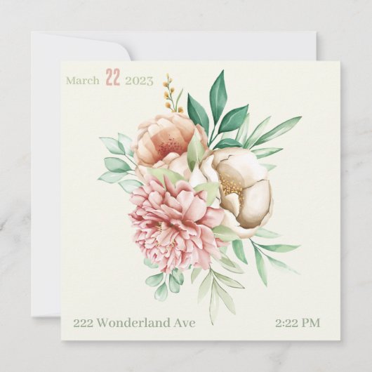  Floral slaat de datum op Save The Date (Achterkant)