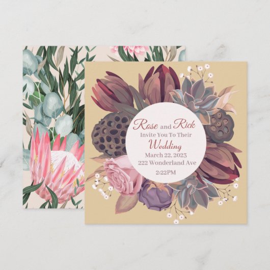 Floral slaat de datum op Save The Date (Voorkant / Achterkant)