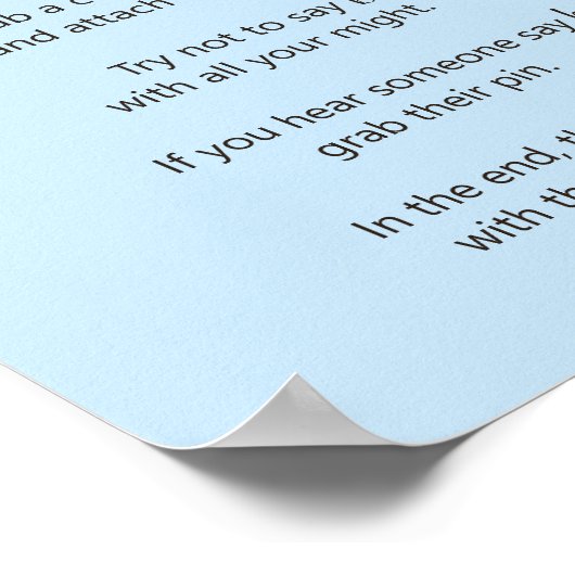 Floral Slapend Deer Boy "Zeg niet Baby" Game Poster (Hoek)