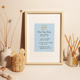 Floral Slapend Deer Boy "Zeg niet Baby" Game Poster