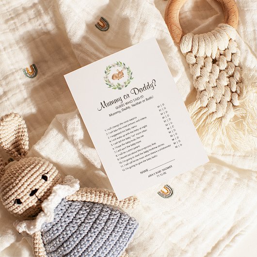 Floral Slapende Deer Shower Mummy or Dad Game Flyer