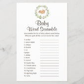 Floral Slaping Deer Baby UK Word Scramble Game Flyer (Voorkant)