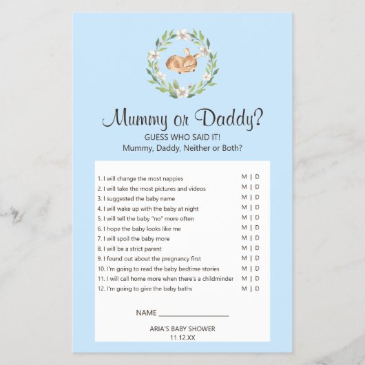 Floral Slaping Deer Boy Mummy of Dad Game Flyer (Voorkant)