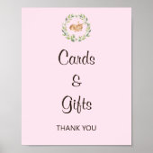 Floral Slaping Deer Girl Baby Kaarten en cadeautje Poster (Voorkant)