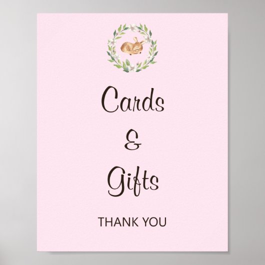 Floral Slaping Deer Girl Baby Kaarten en cadeautje Poster (Voorkant)