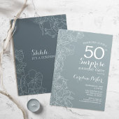 Floral Slate Blue Surprise 50e verjaardag Kaart