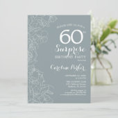 Floral Slate Blue Surprise 60e verjaardag Kaart (Staand voorkant)