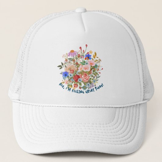 Floral & Slogan Graphic Trucker Hat Pet (Voorkant)