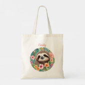 Floral Sloth Canvas tas (Achterkant)